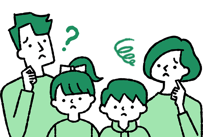 悩む家族のイラスト